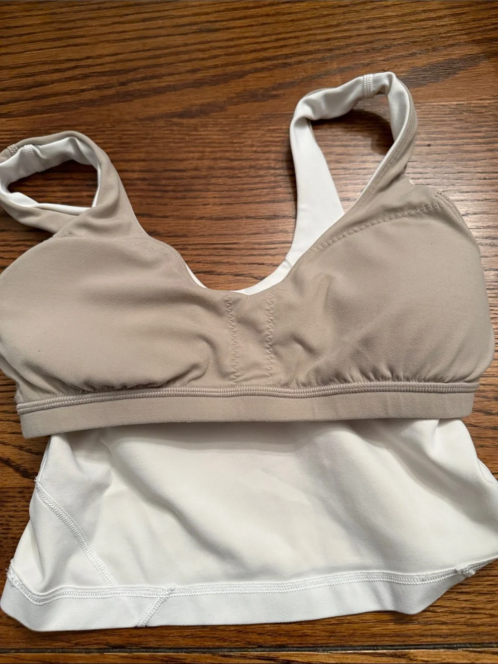 Lululemon White Longline Sports Bra Built In Cups V Neck Racerback